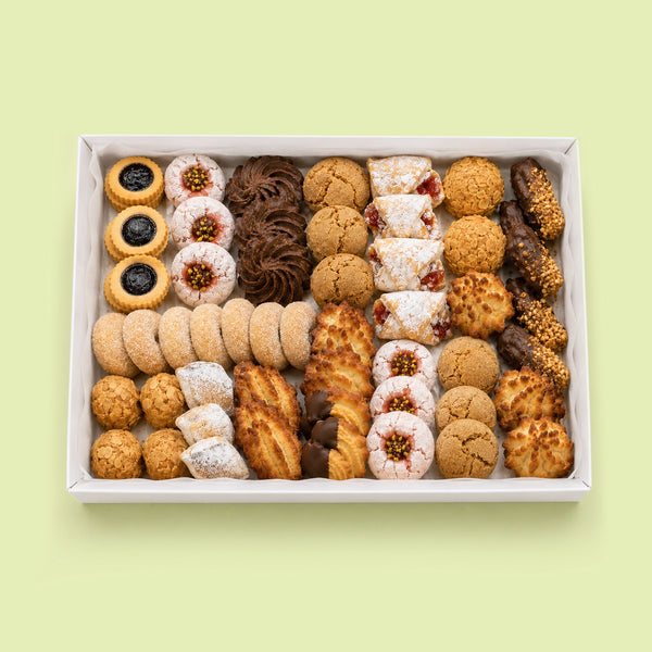 Premium pastry and biscuit tea platter with artisan cookies, jam biscuits, almond pastries and assorted sweet treats for morning and afternoon tea catering in Sydney