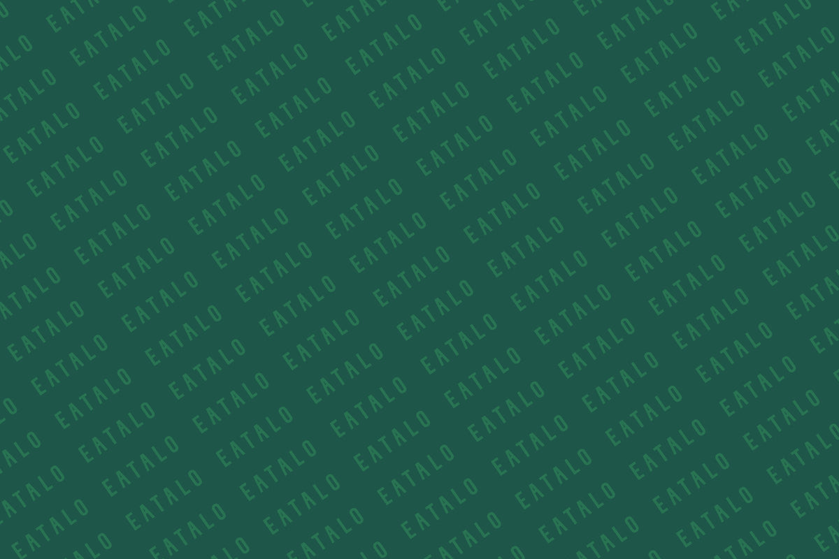 EATALO wordmark pattern in green