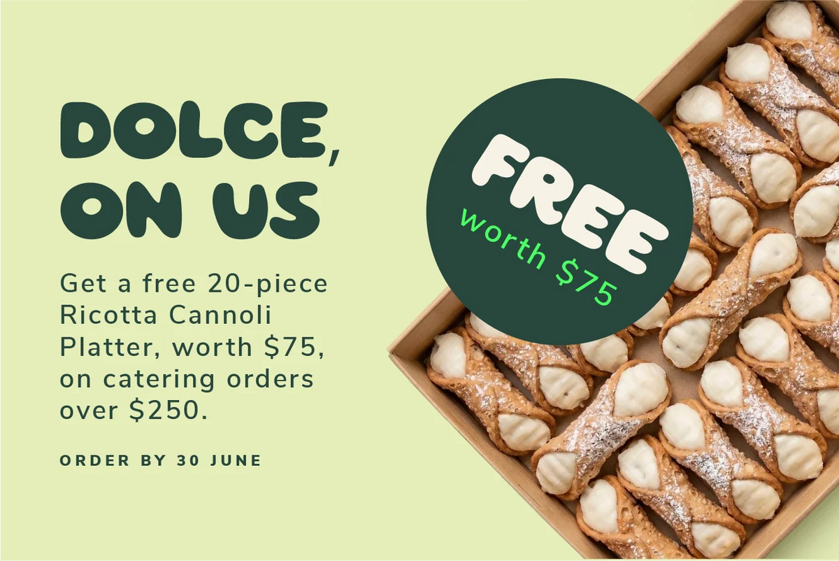 Ricotta Cannoli Offer End of Financial Year Catering Sydney Office CBD