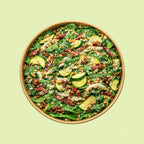 Chicken zucchini salad bowl with pine nuts, parmesan and basil pesto for office lunch Sydney CBD