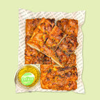 Oven-baked focaccia platter with herbs and sea salt for office catering Sydney CBD