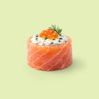 Smoked salmon and mascarpone roll with salmon caviar for canapé catering Sydney CBD