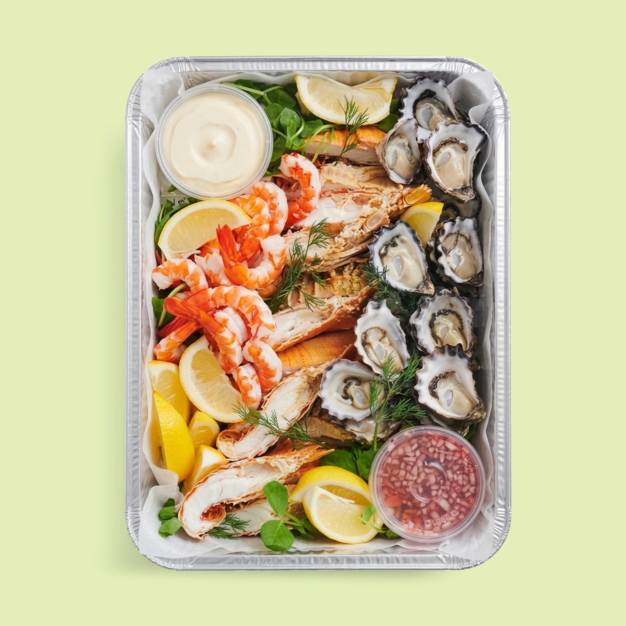 Mixed seafood board platter with prawns, oysters and seasonal seafood for catering Sydney CBD